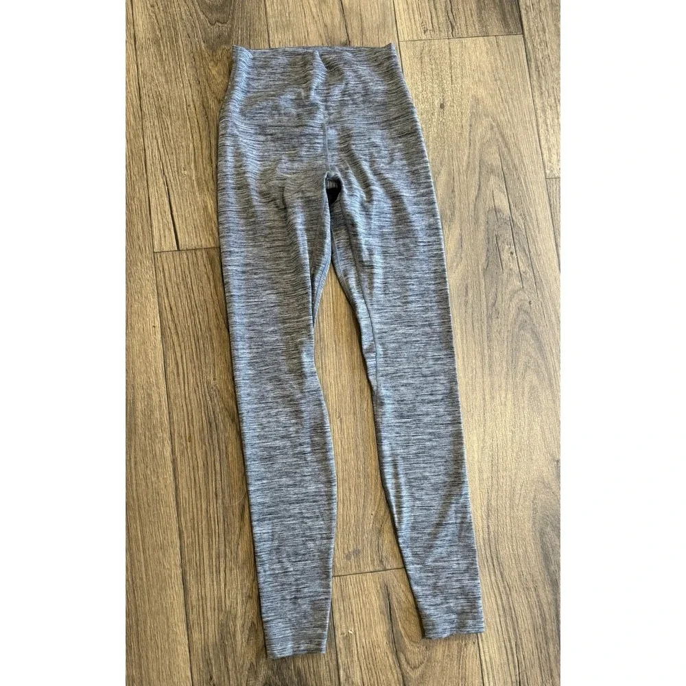 Lululemon Wunder Under Leggings Gray Space Dye High Rise Yoga Pants Size 4